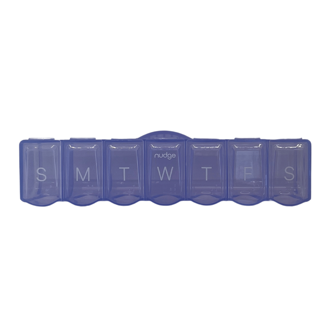 Pill organizer with stand and weekly schedule monitoring system