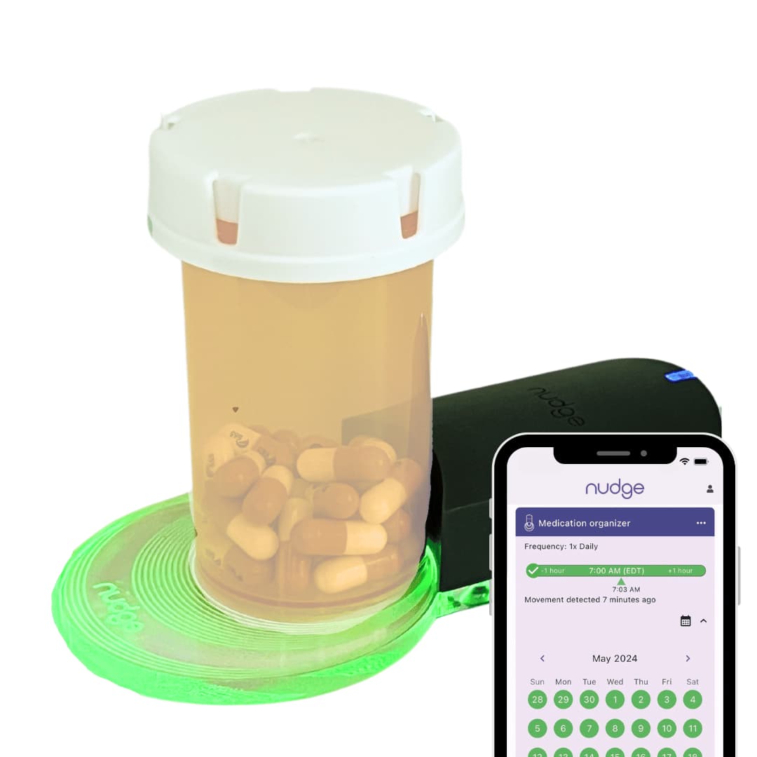 Nudge Medication Tracking Device with companion mobile app