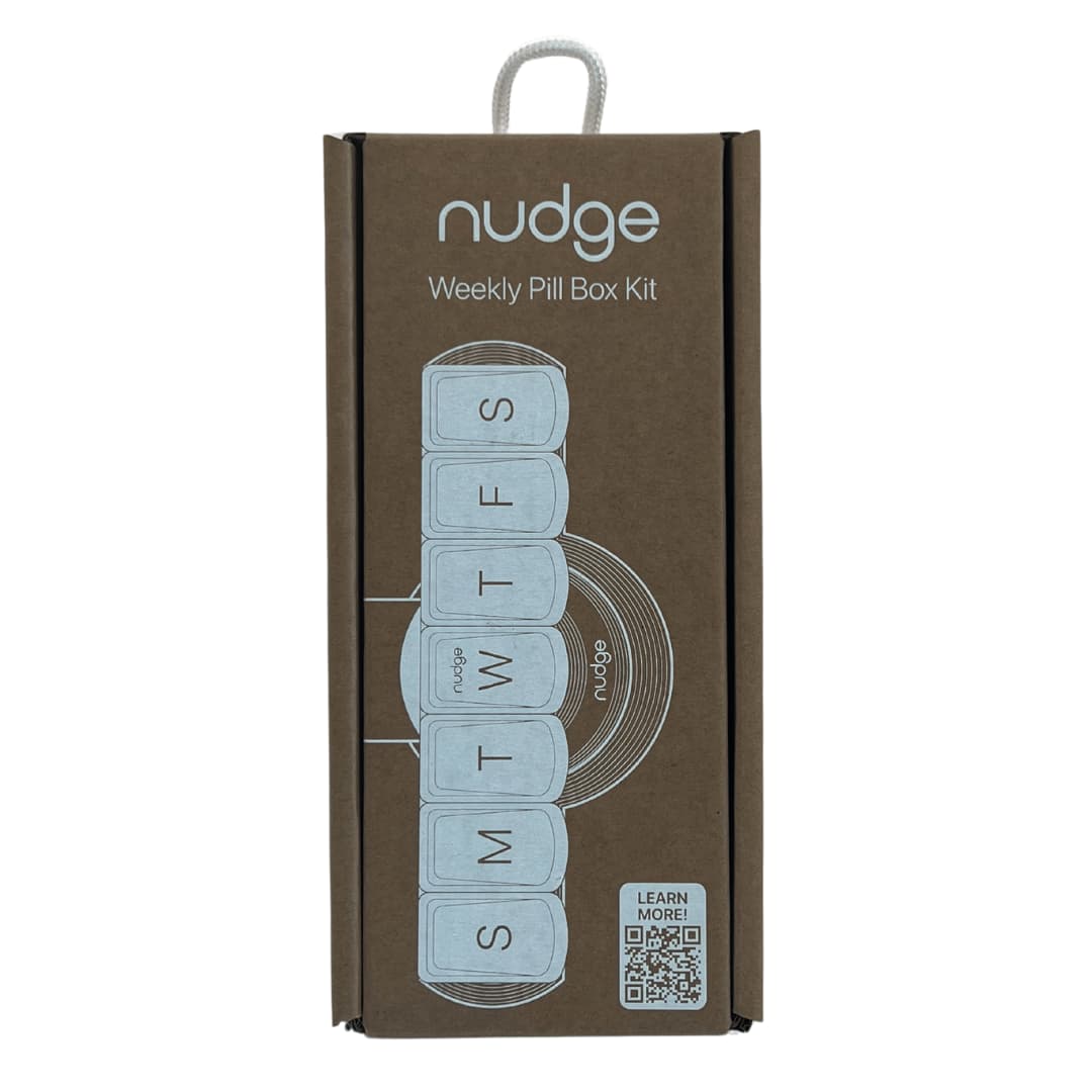 Nudge Weekly Medication Organizer & Stand Packaging Front