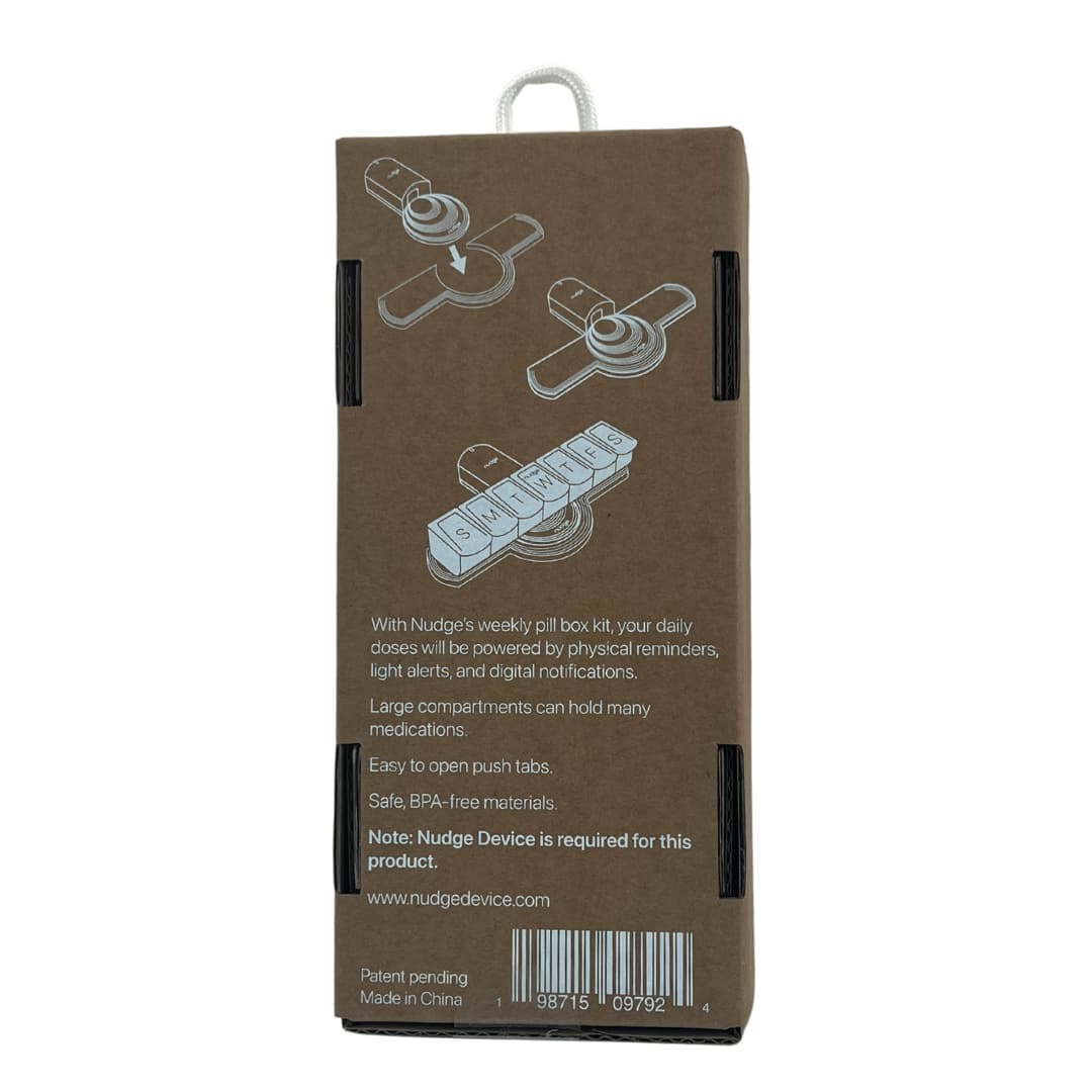 Nudge Weekly Medication Organizer & Stand Packaging Back
